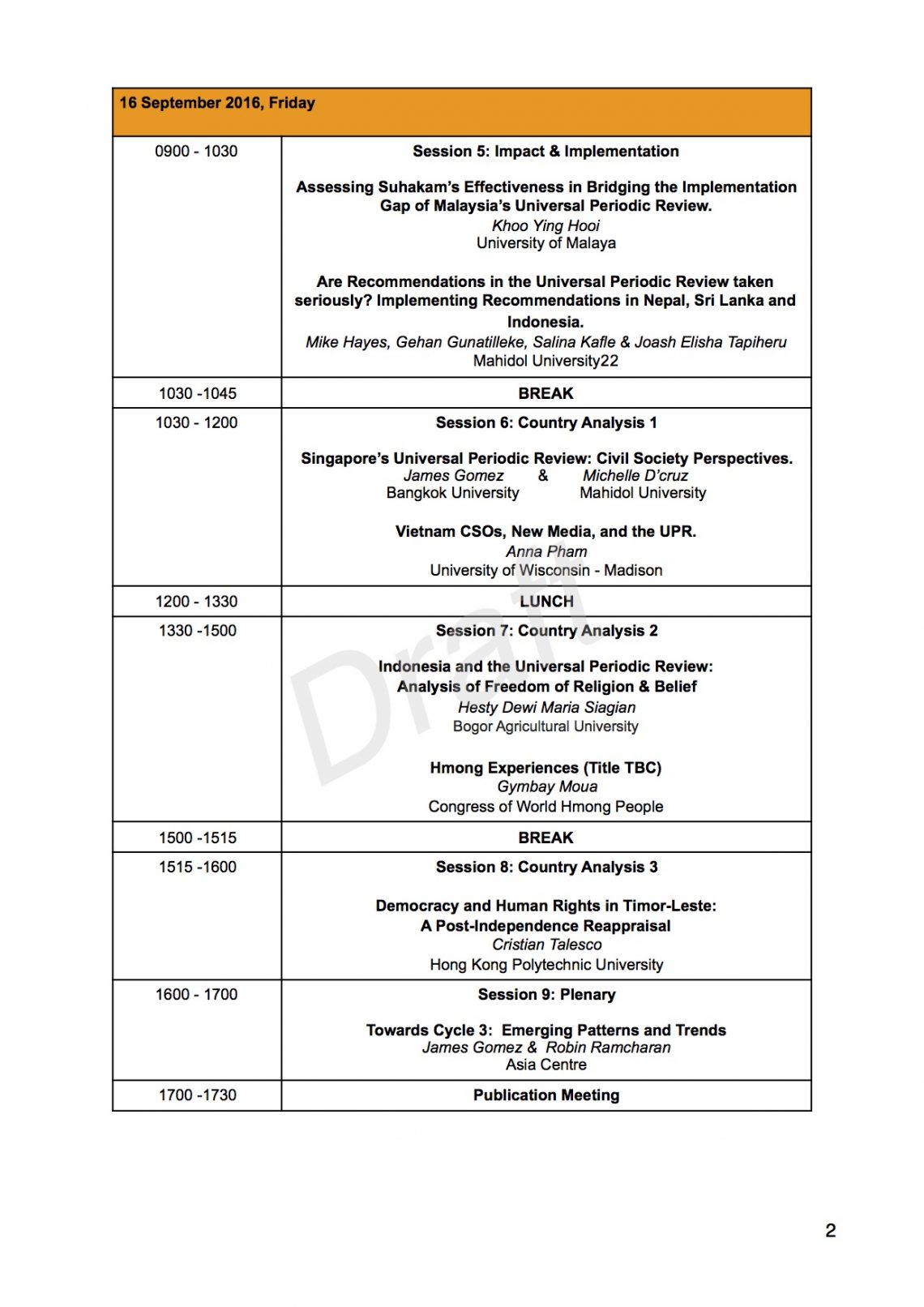 Draft Programme Day 2